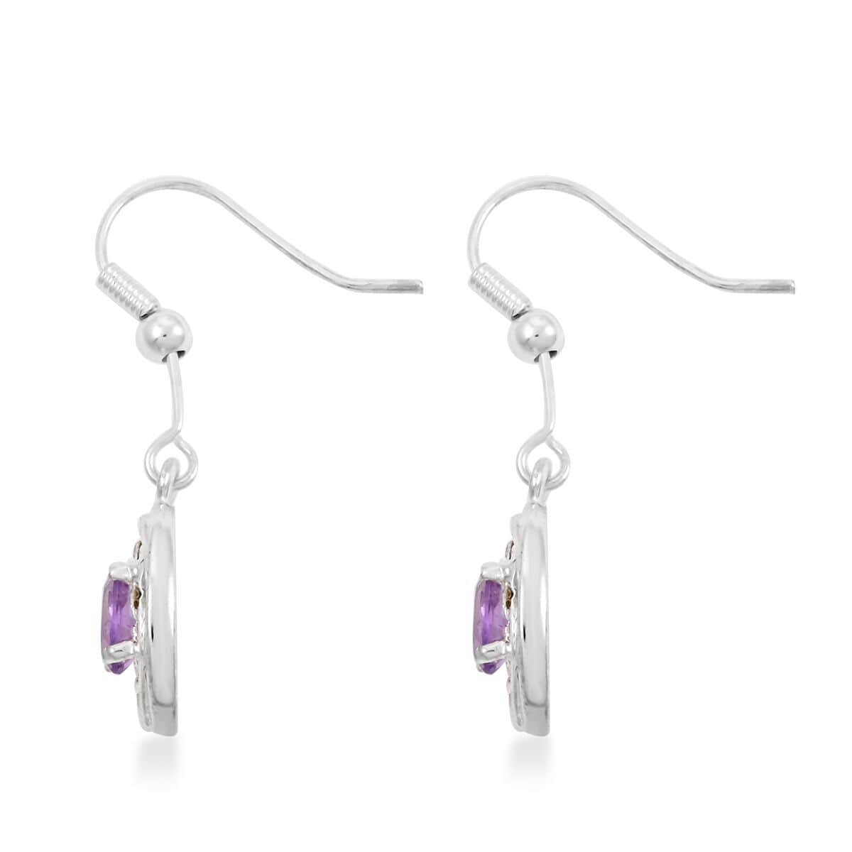 Amethyst and Simulated Diamond 2.30 ctw Earrings, Pendant Necklace in Silvertone 18 Inches image number 5