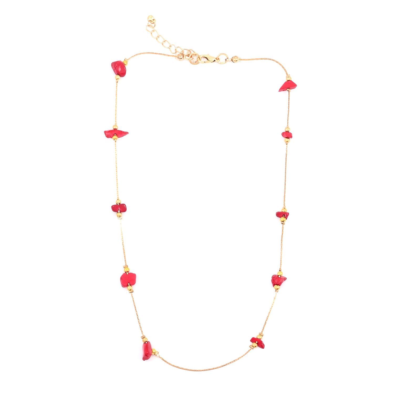 Constituted Red Howlite 16.80 ctw Necklace and Earrings in Goldtone 18 Inches