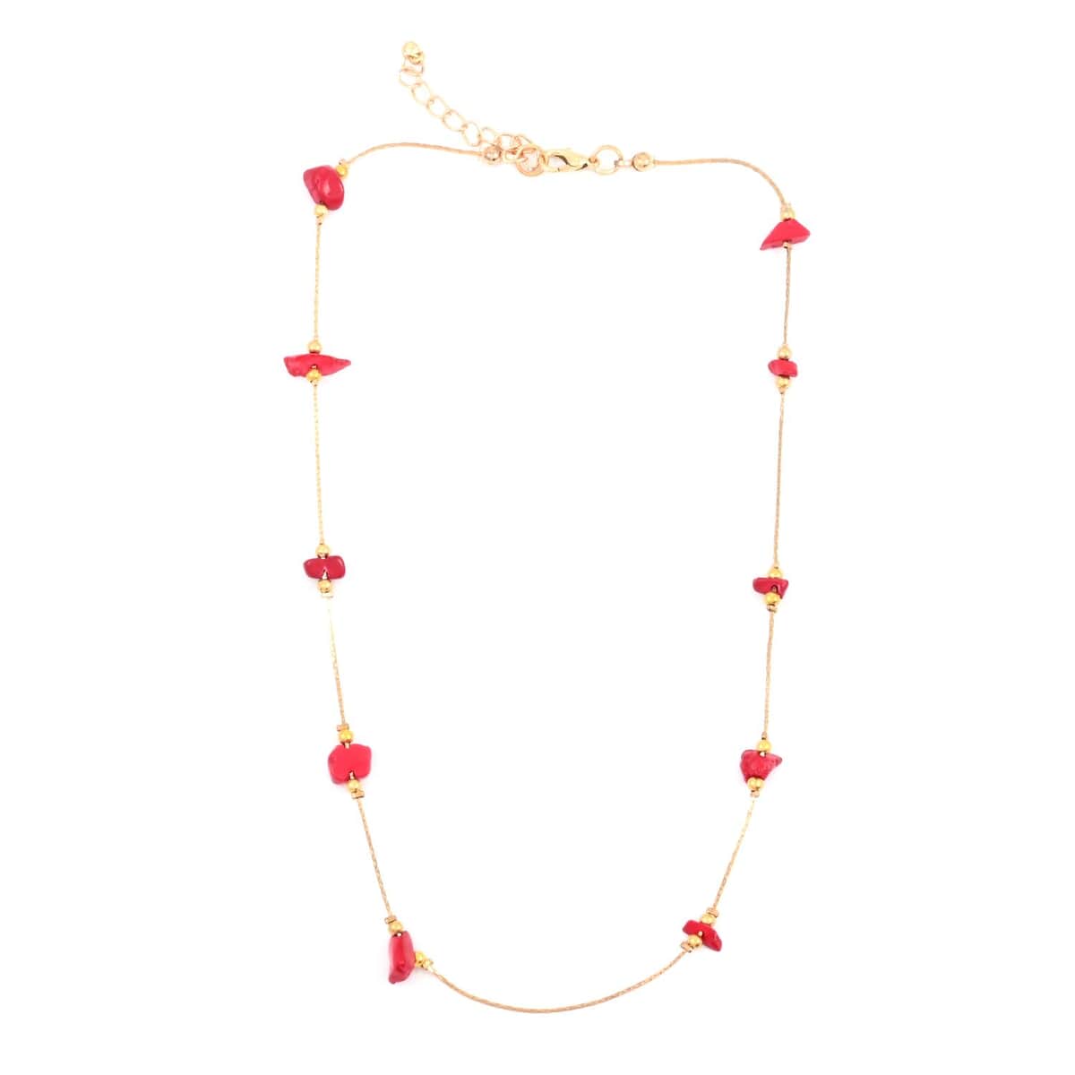 Red Howlite 16.80 ctw Necklace and Earrings in Goldtone 18 Inches image number 2