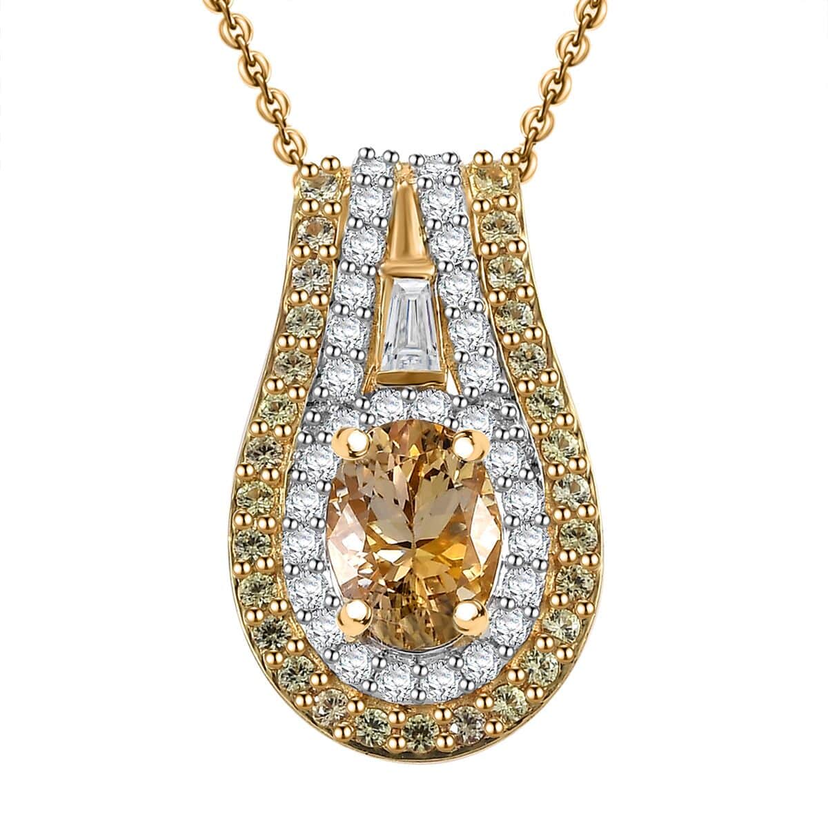 Doorbuster Premium Golden Tanzanite and Multi Gemstone 2.35 ctw Eternal Elegance Pendant Necklace in 18K Vermeil Yellow Gold Over Sterling Silver 20 Inches image number 0