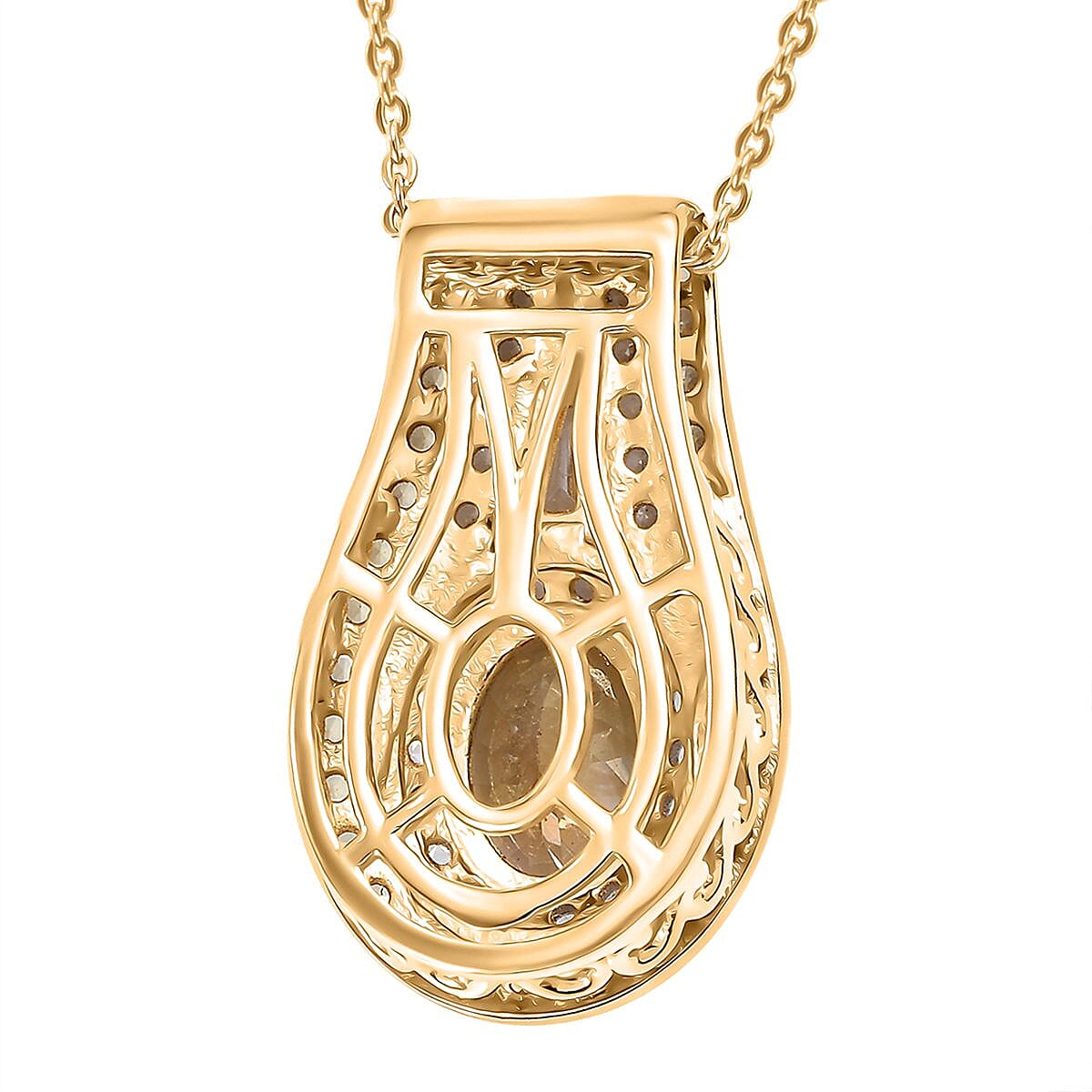 Premium Golden Tanzanite and Multi Gemstone 2.35 ctw Eternal Elegance Pendant Necklace in 18K Vermeil Yellow Gold Over Sterling Silver 20 Inches