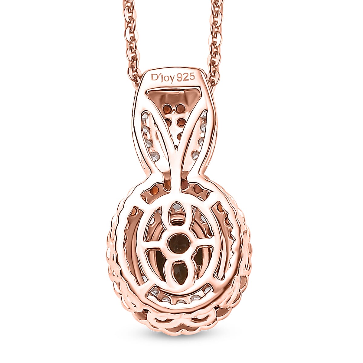 Premium Jenipapo Andalusite, Brown and White Zircon 1.35 ctw Double Halo Pendant Necklace in 18K Vermeil Rose Gold Over Sterling Silver 20 Inches