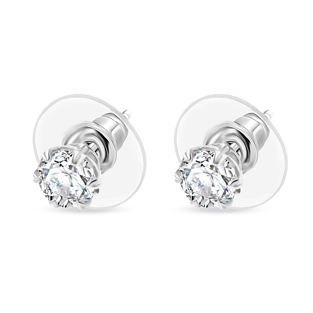 Moissanite 2.35 ctw Snowflake Earrings, Ring (Size 5.0), Pendant in Rhodium Over Sterling Silver with Stainless Steel Necklace 20 Inches