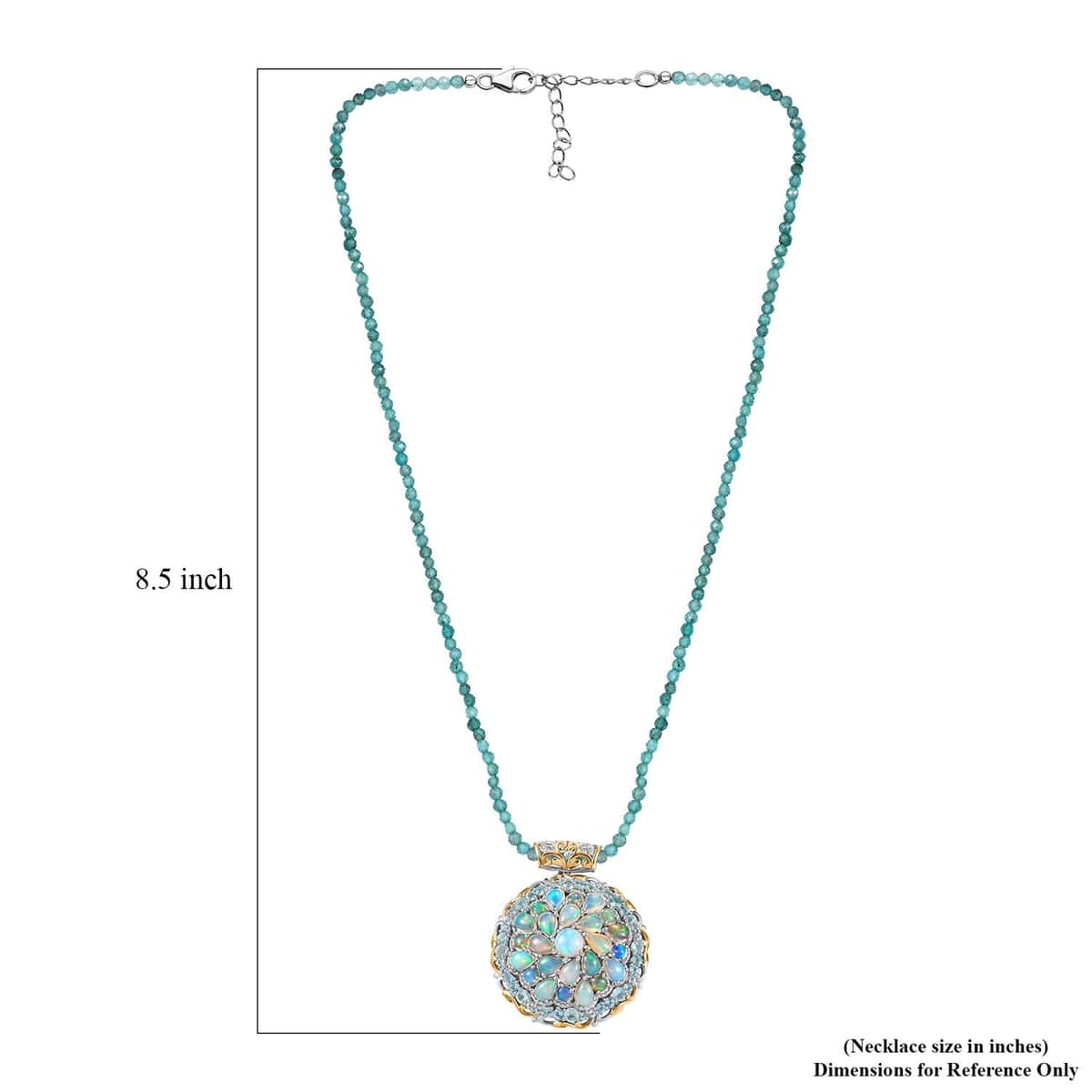 Premium Ethiopian Welo Opal and Multi Gemstone 79.50 ctw Celestial Garden Pendant with Beaded Necklace in 18K Vermeil YG and Rhodium Over Sterling Silver 20 Inches image number 6