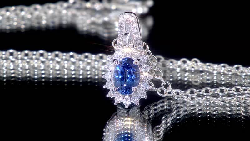 Luxoro Premium Ceylon Blue Sapphire and G-H I2 Diamond 1.90 ctw Modern Minimalist Pendant Necklace in 10K White Gold 18 Inches