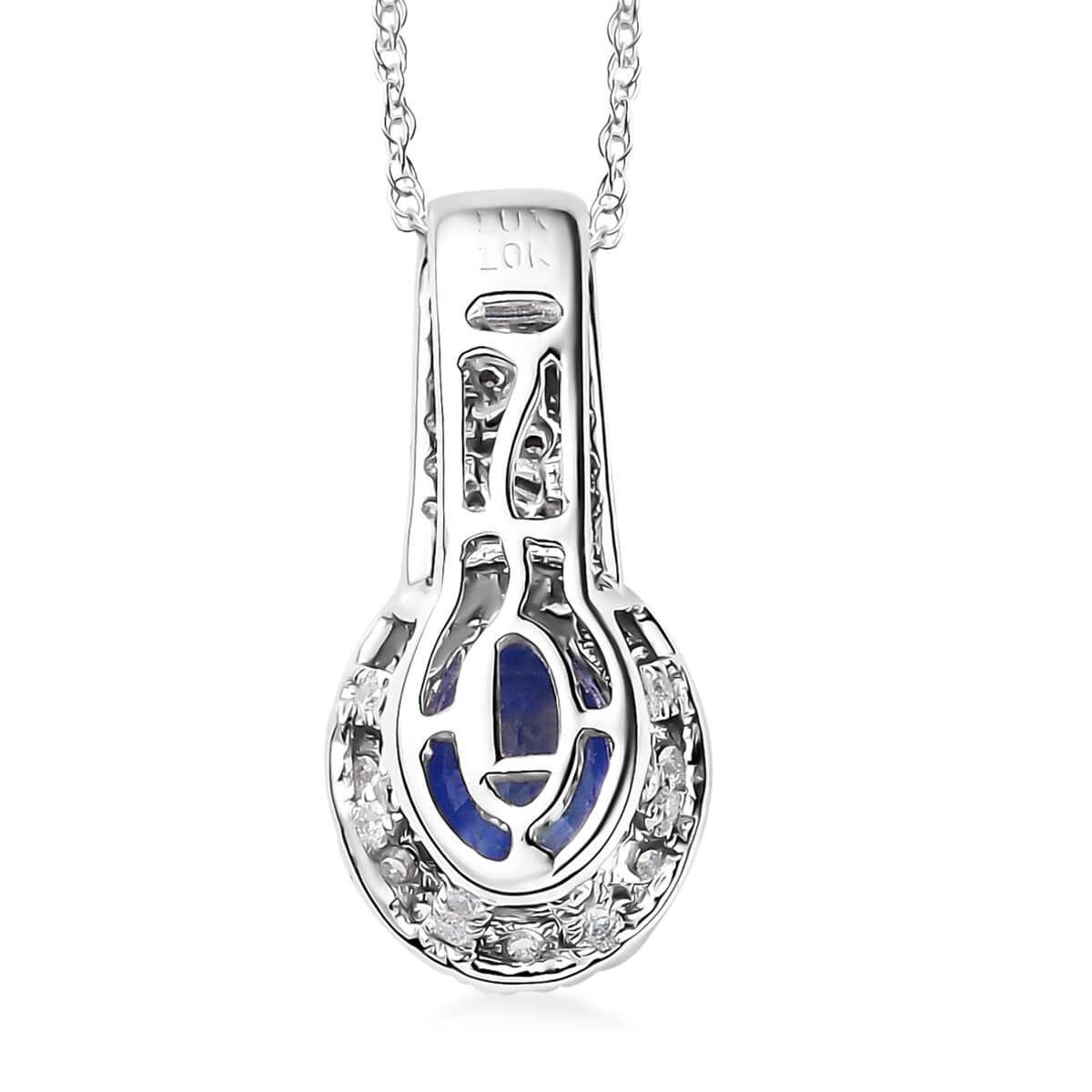 Luxoro Premium Ceylon Blue Sapphire and G-H I2 Diamond 1.90 ctw Modern Minimalist Pendant Necklace in 10K White Gold 18 Inches image number 4