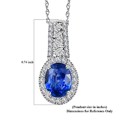 Luxoro Premium Ceylon Blue Sapphire and G-H I2 Diamond 1.90 ctw Modern Minimalist Pendant Necklace in 10K White Gold 18 Inches