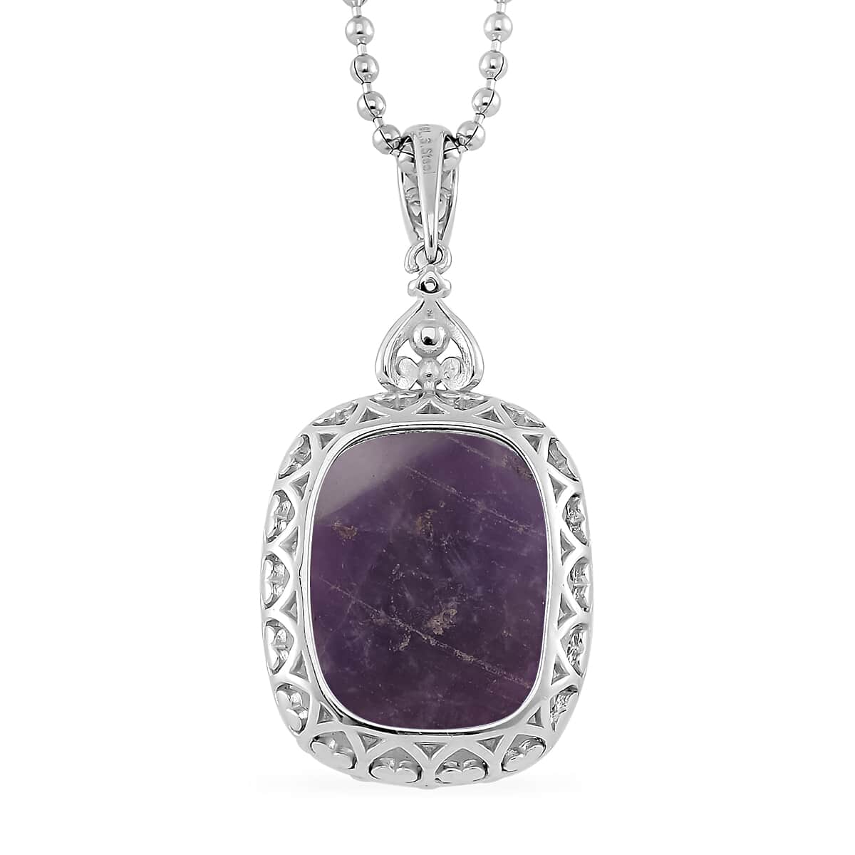 African Amethyst Pendant Necklace (20-22) in Stainless Steel 15.00 ctw image number 3