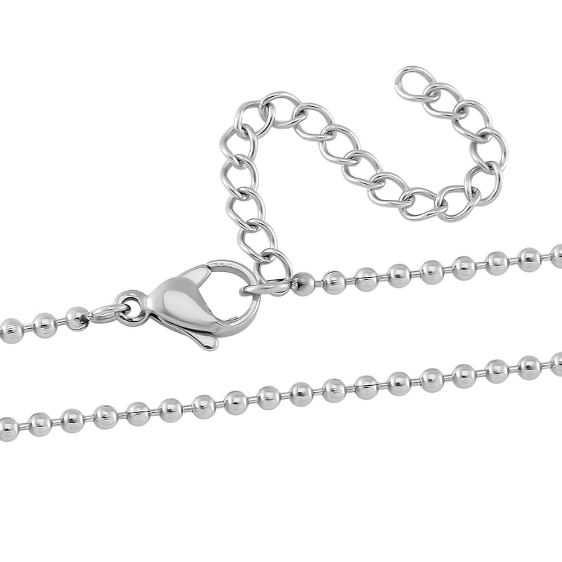 African Amethyst and Austrian Crystal 15.00 ctw Pendant Necklace 20-22 in Stainless Steel
