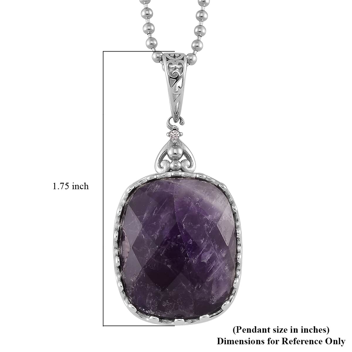 African Amethyst Pendant Necklace (20-22) in Stainless Steel 15.00 ctw image number 5