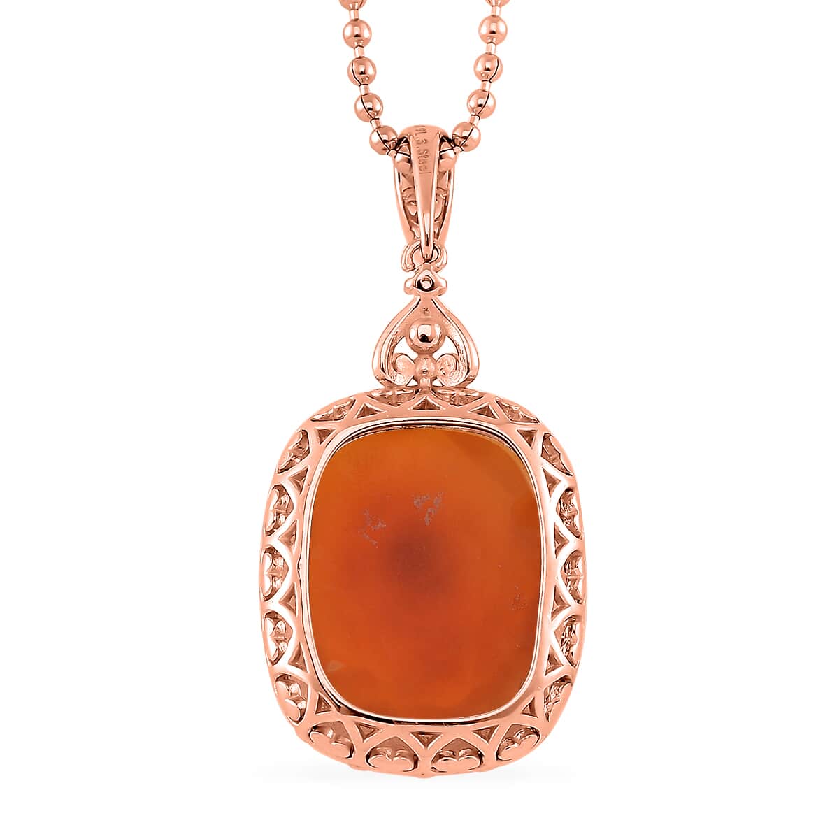 Red Agate and Austrian Crystal 15.00 ctw Pendant Necklace 20-22 Inches in ION Plated RG Stainless Steel image number 3