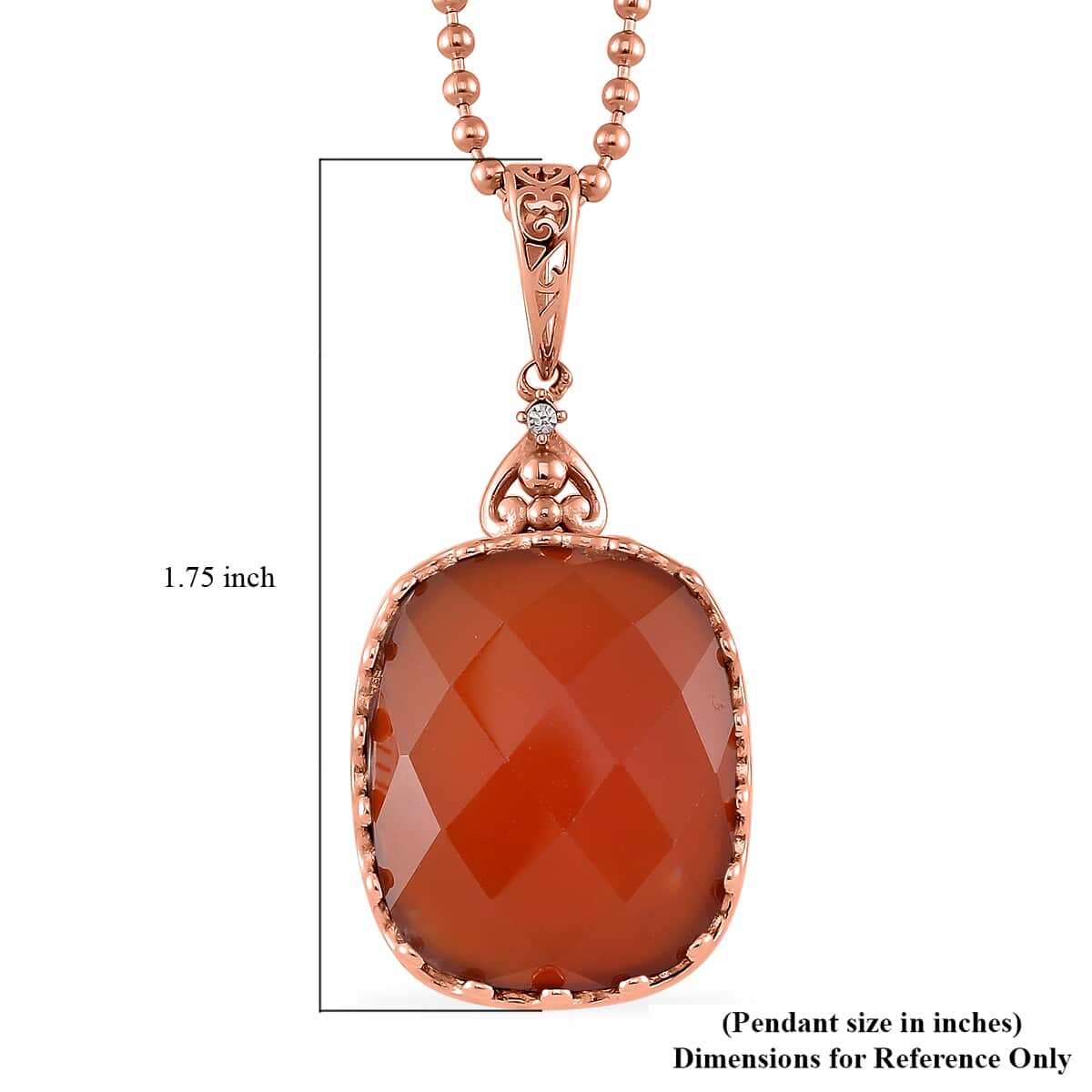 Red Agate and Austrian Crystal 15.00 ctw Pendant Necklace 20-22 Inches in ION Plated RG Stainless Steel image number 5