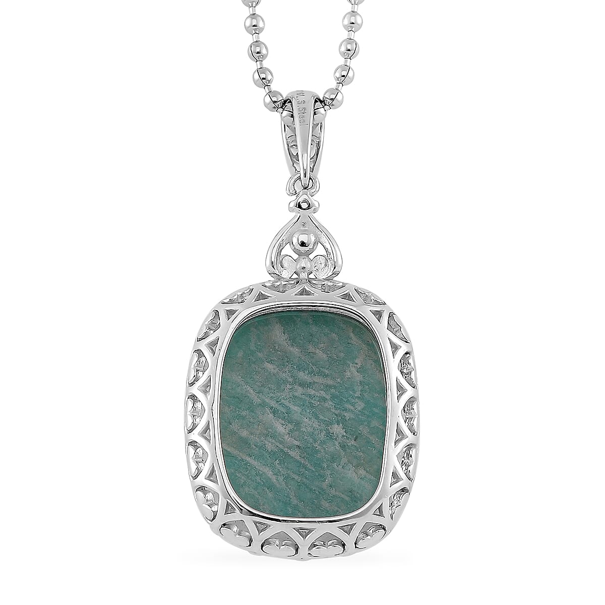 Amazonite and Austrian Crystal 15.00 ctw Pendant Necklace 20-22 in Stainless Steel