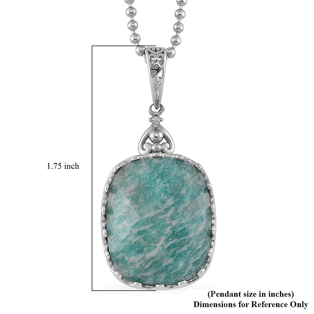 Amazonite and Austrian Crystal 15.00 ctw Pendant Necklace 20-22 in Stainless Steel