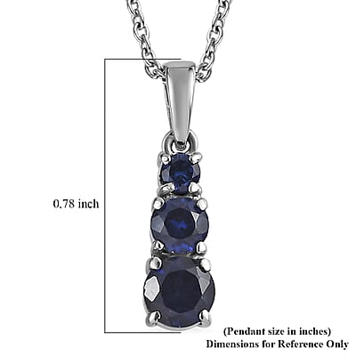 Lab Created Blue Sapphire 1.00 ctw Pendant Necklace 20 Inches in Stainless Steel