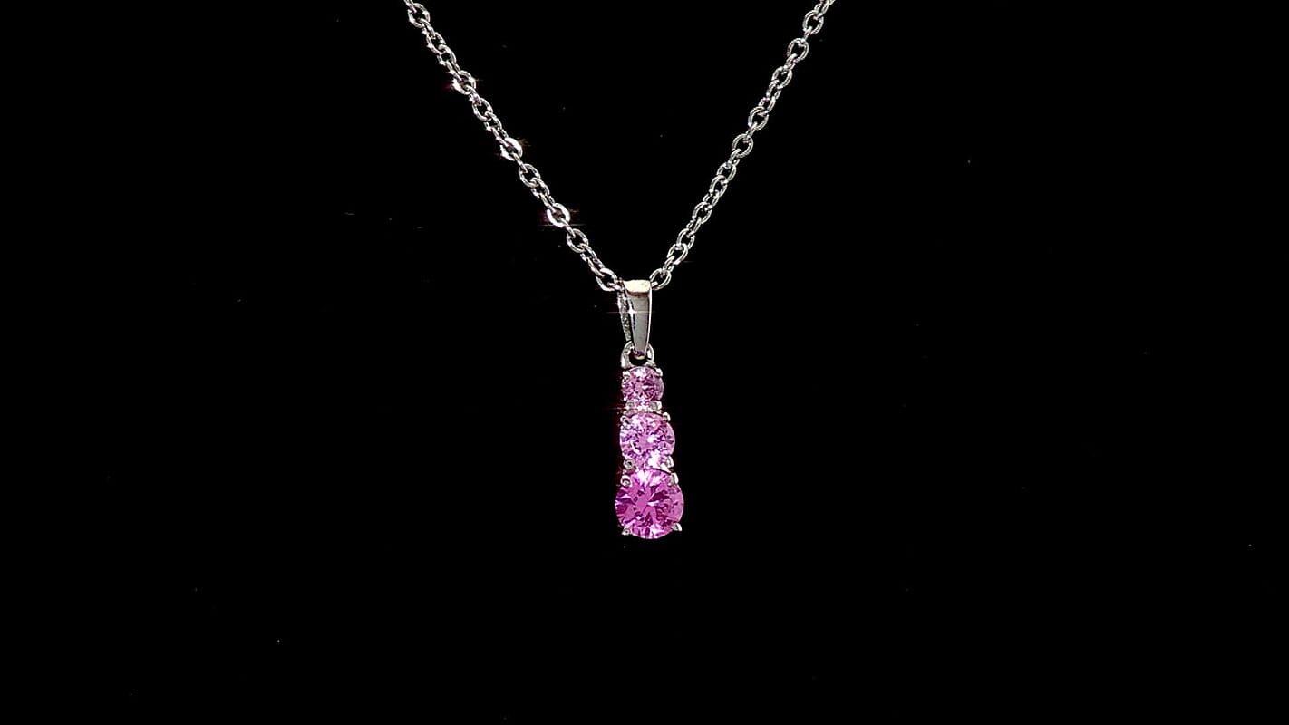 Lab Created Blue Sapphire Pendant Necklace (20 Inches) in Stainless Steel 1.00 ctw
