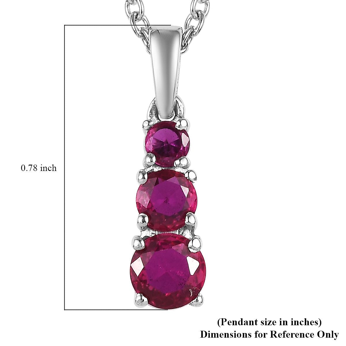 Lab Created Ruby 1.00 ctw Pendant Necklace (20 Inches) in Stainless Steel
