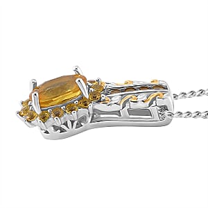 Madagascar Yellow Sapphire 1.50 ctw Royal Bloom Pendant Necklace in 18K Vermeil YG and Rhodium Over Sterling Silver 20 Inches