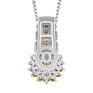 Madagascar Yellow Sapphire 1.50 ctw Royal Bloom Pendant Necklace in 18K Vermeil YG and Rhodium Over Sterling Silver 20 Inches