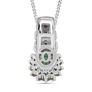 Kagem Zambian Emerald and Madagascar Green Sapphire 1.10 ctw Royal Bloom Pendant Necklace in 18K Vermeil YG and Rhodium Over Sterling Silver 20 Inches