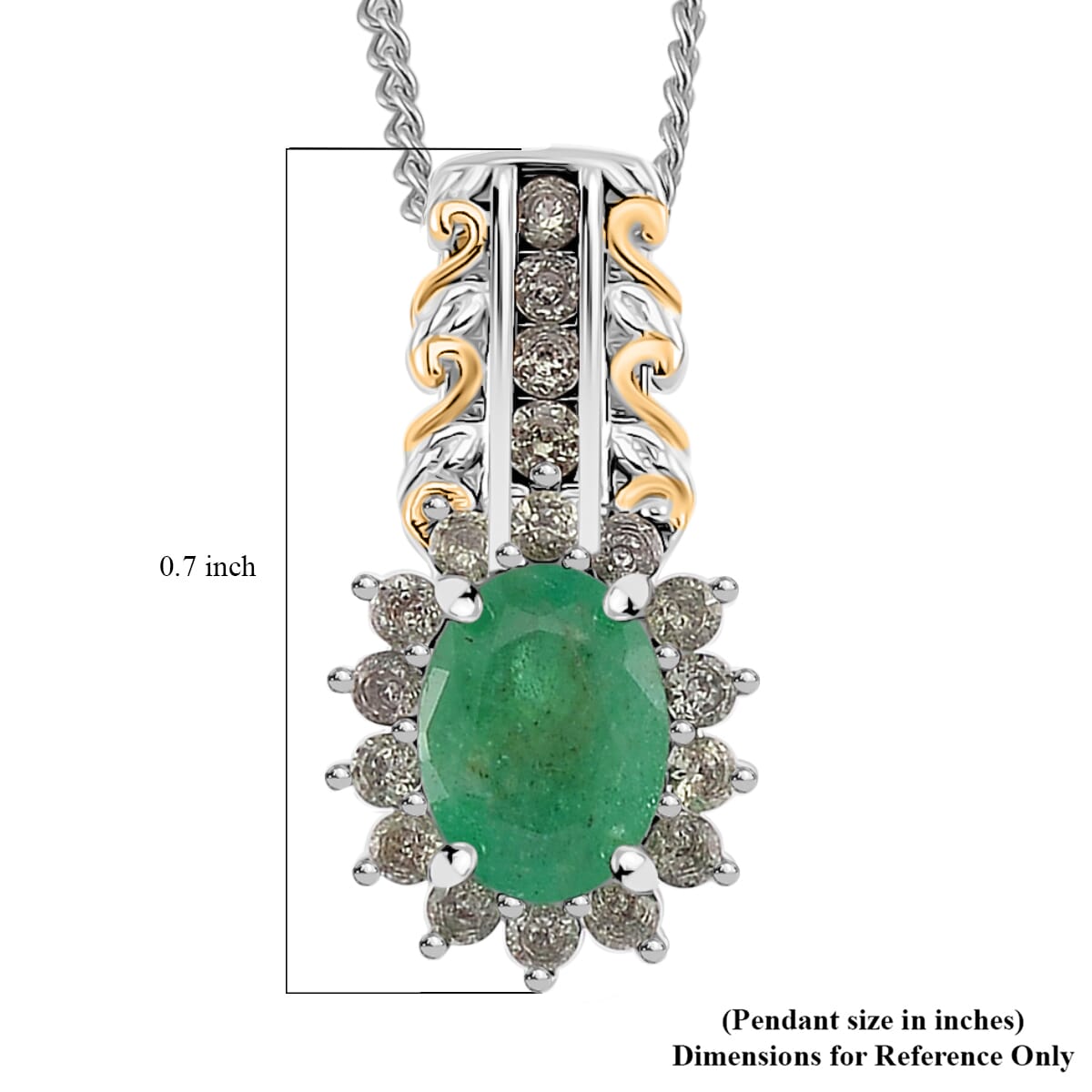 Kagem Zambian Emerald and Madagascar Green Sapphire 1.10 ctw Royal Bloom Pendant Necklace in 18K Vermeil YG and Rhodium Over Sterling Silver 20 Inches image number 5