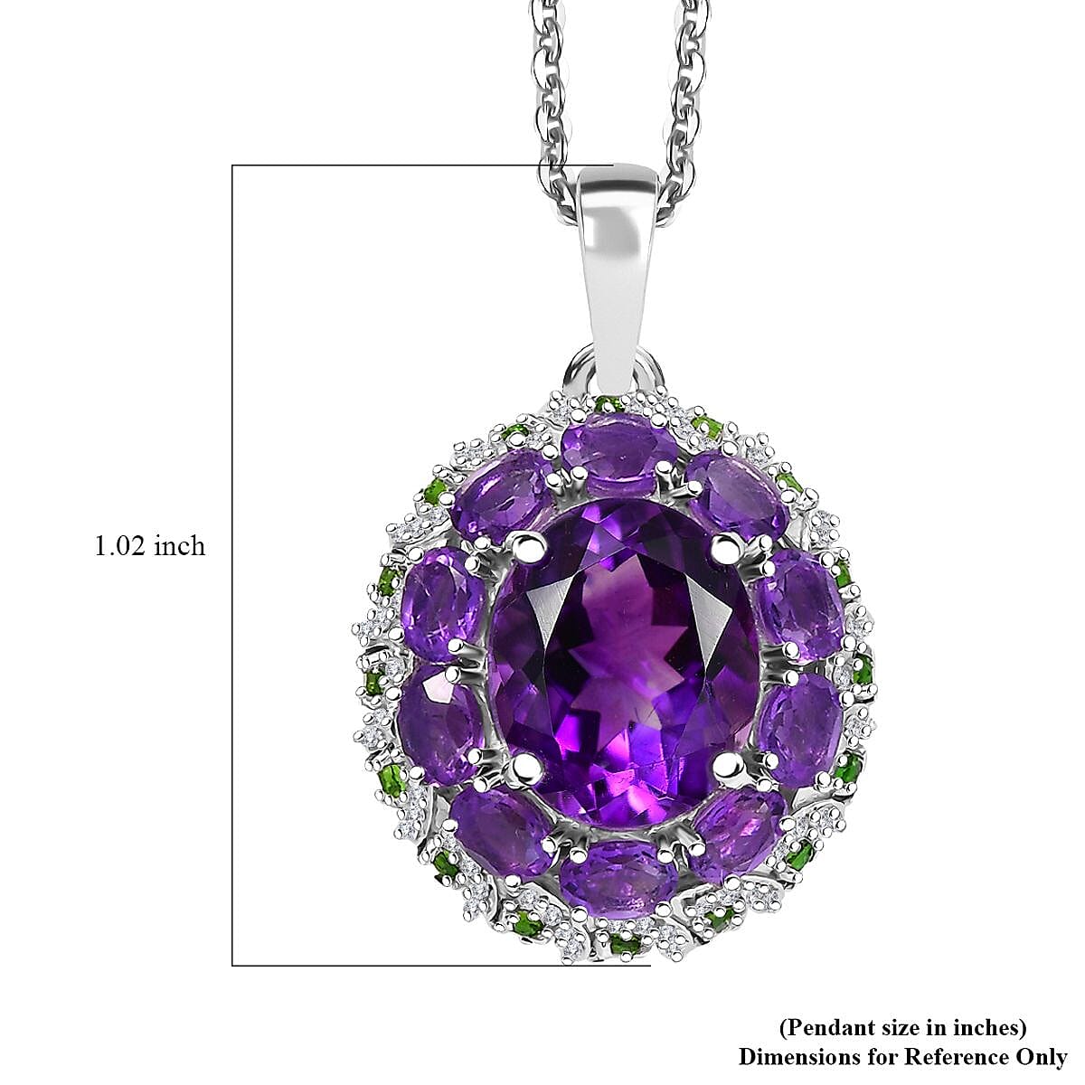 Moroccan Amethyst and Multi Gemstone 5.65 ctw Floral Pendant Necklace in Rhodium Over Sterling Silver 20 Inches