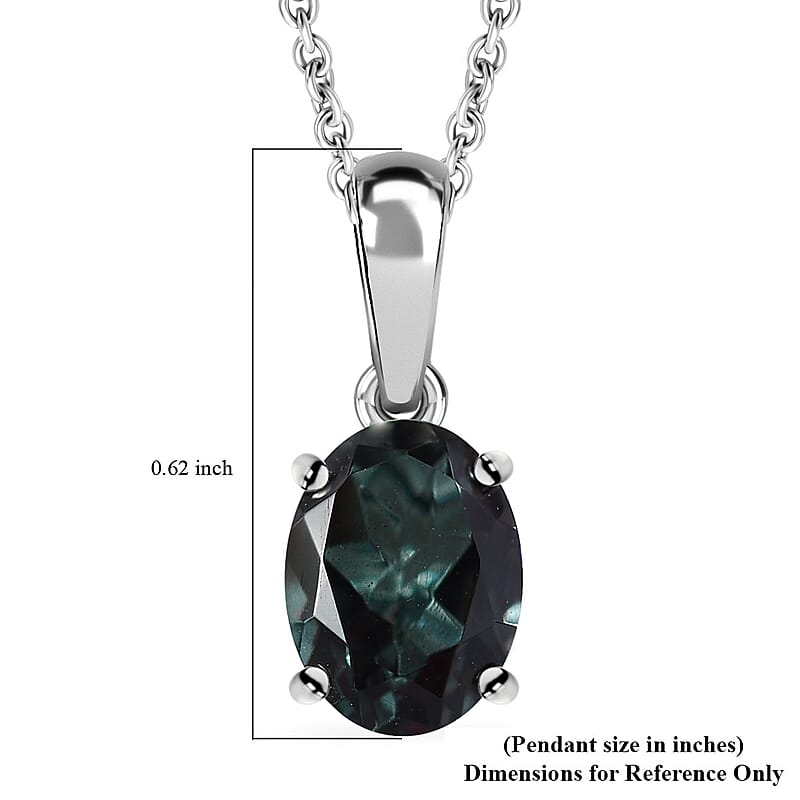 D'Joy Alexandrite Quartz (Triplet) 1.50 ctw Pendant in Sterling Silver with Stainless Steel Necklace 20 Inches