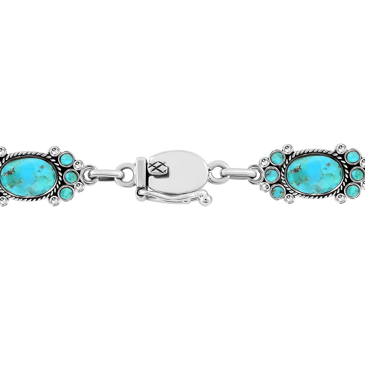 Santa Fe Style Kingman Turquoise 326.50 ctw Necklace 18 Inches and Earrings in Sterling Silver