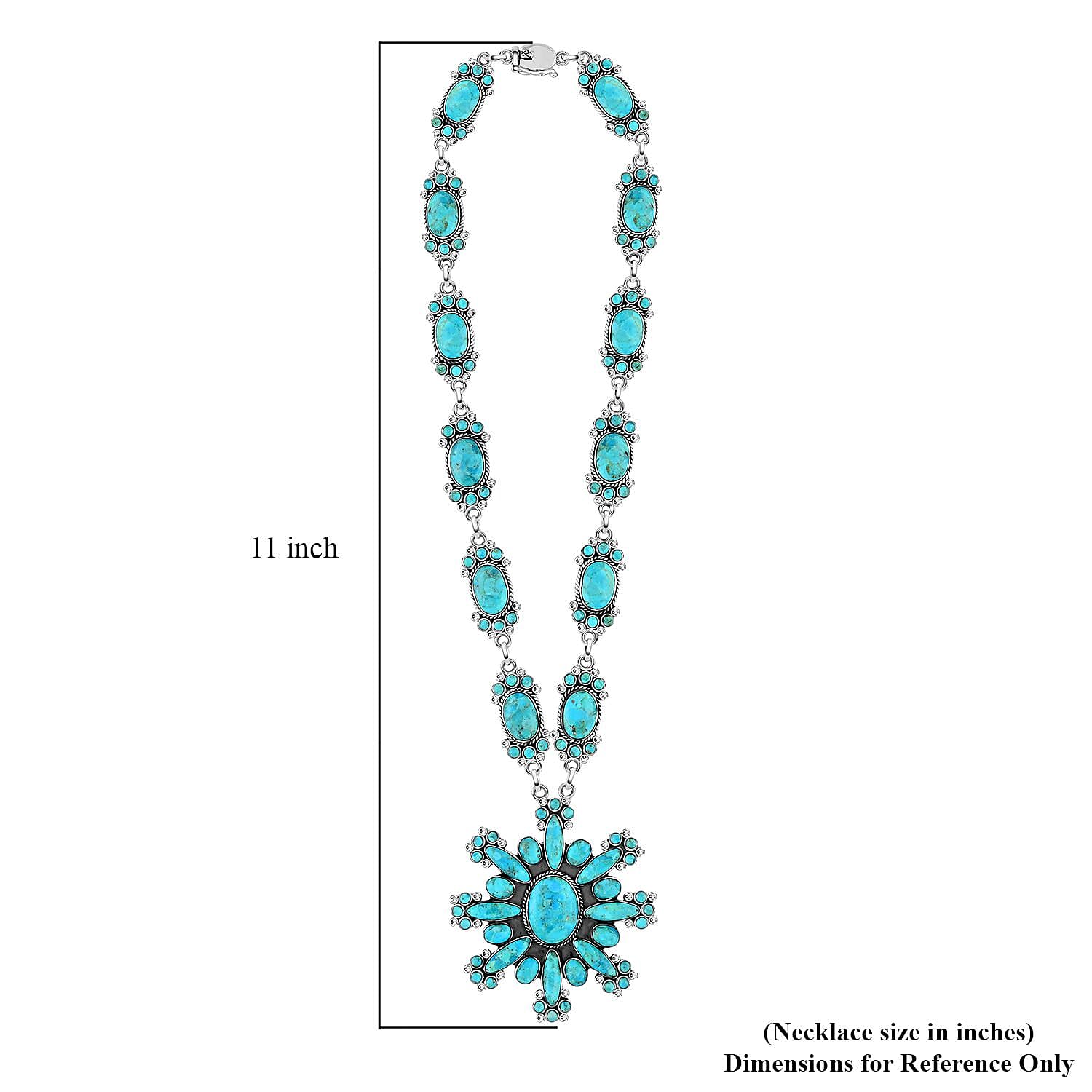 Santa Fe Style Kingman Turquoise 326.50 ctw Necklace 18 Inches and Earrings in Sterling Silver