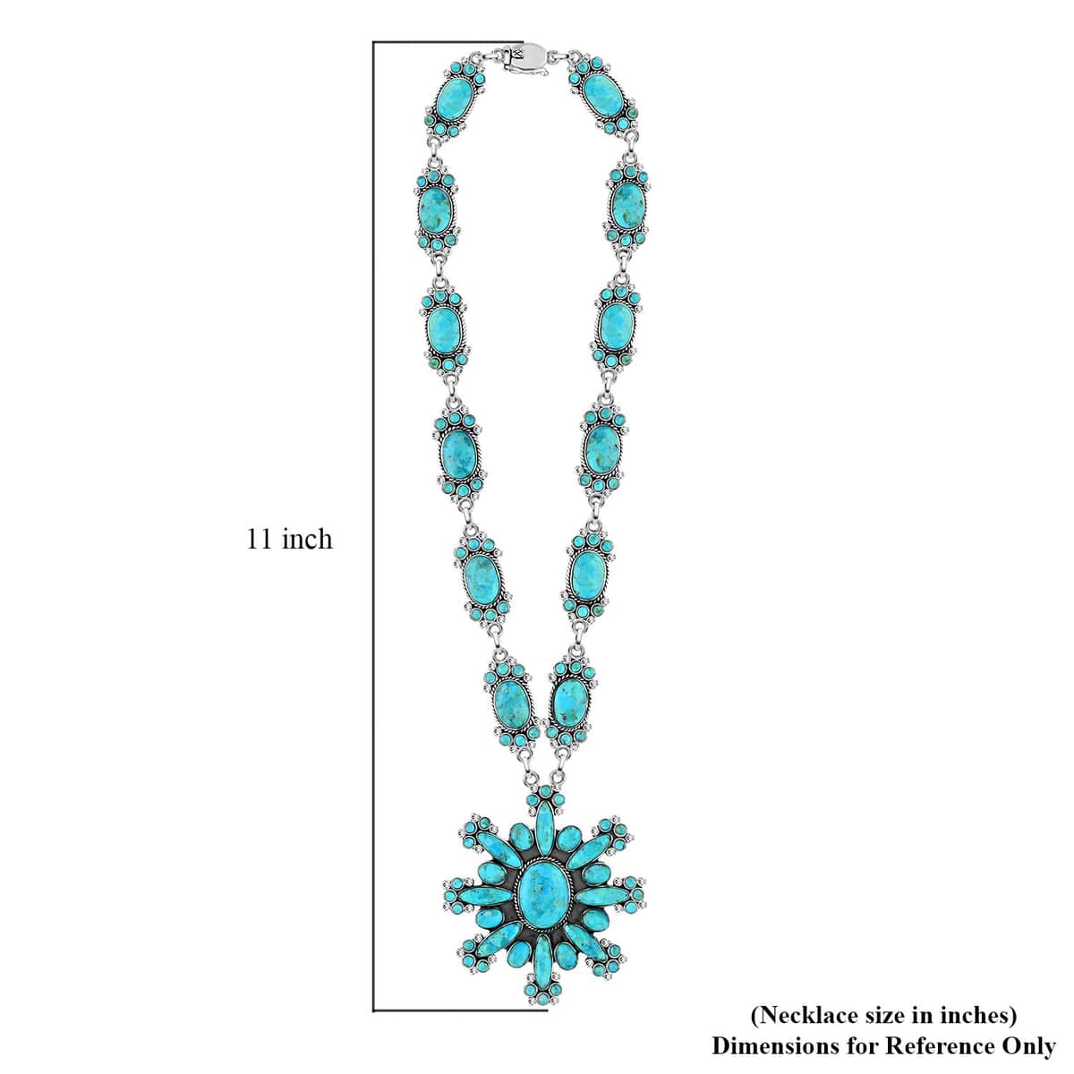 Santa Fe Style Kingman Turquoise 326.50 ctw Necklace 18 Inches and Earrings in Sterling Silver image number 5