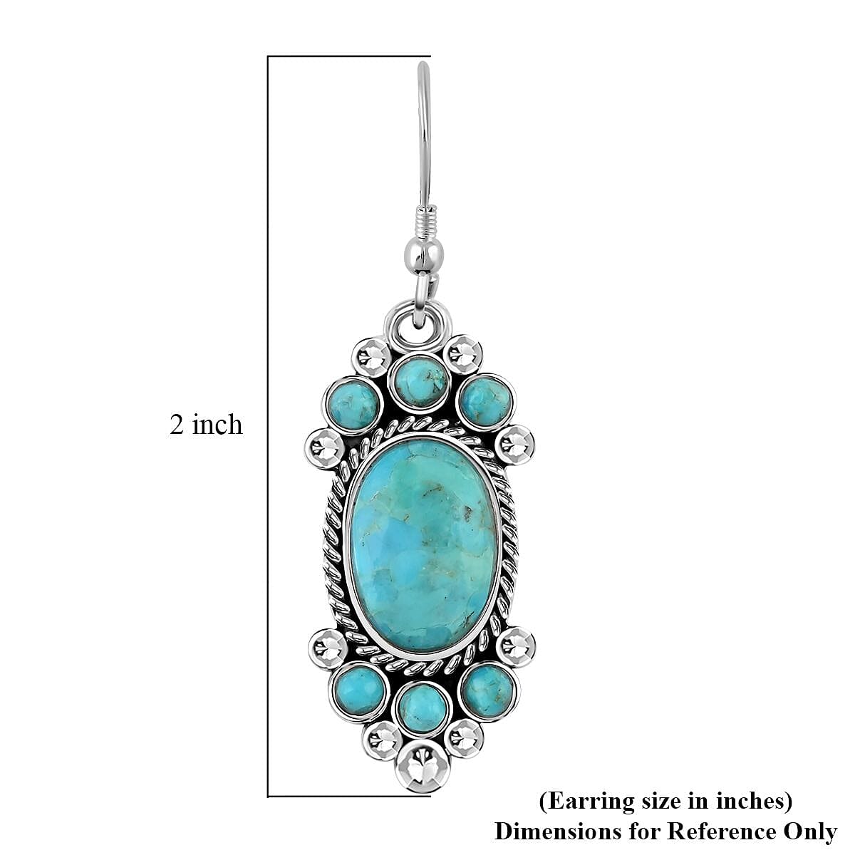 Santa Fe Style Kingman Turquoise 326.50 ctw Necklace 18 Inches and Earrings in Sterling Silver