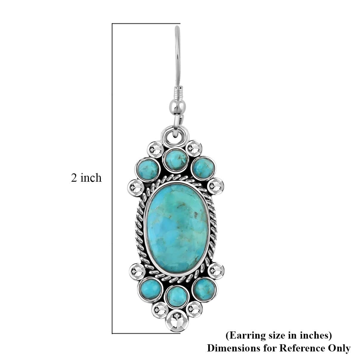 Santa Fe Style Kingman Turquoise 326.50 ctw Necklace 18 Inches and Earrings in Sterling Silver image number 8