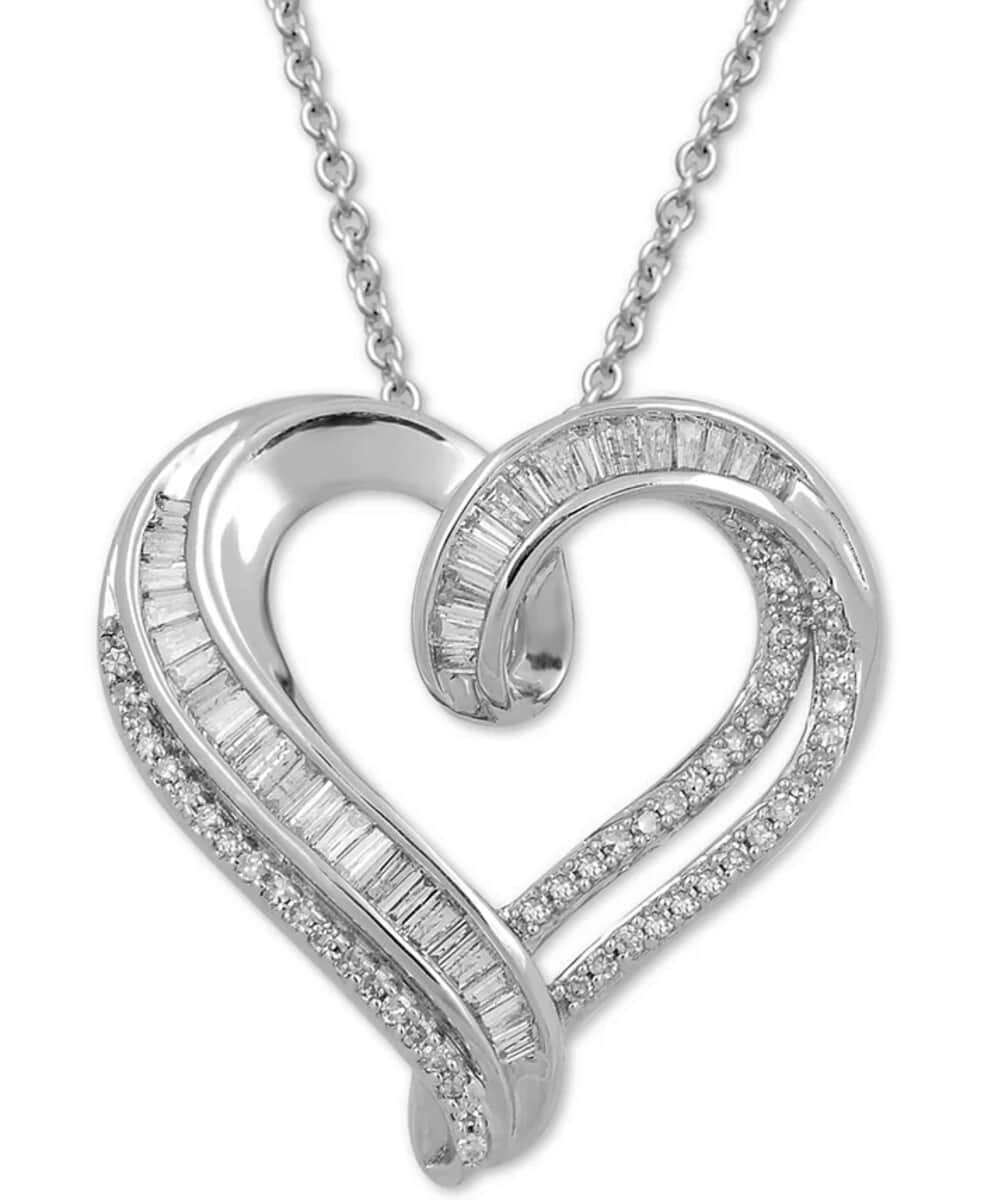 Diamond 0.37 ctw Heart Pendant Necklace in Sterling Silver 18 Inches image number 0