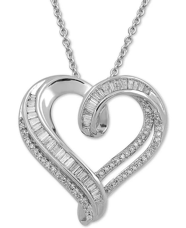 Diamond 0.37 ctw Heart Pendant Necklace in Sterling Silver 18 Inches