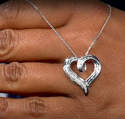 Diamond 0.37 ctw Heart Pendant Necklace in Sterling Silver 18 Inches