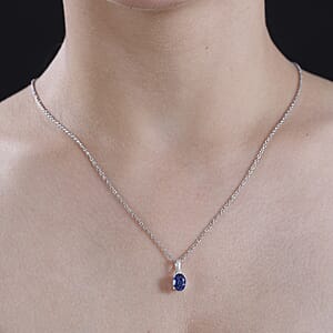 Ceylon Blue Quartz (Triplet) 1.50 ctw Pendant in Sterling Silver with Stainless Steel Necklace 20 Inches