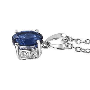 Ceylon Blue Quartz (Triplet) 1.50 ctw Pendant in Sterling Silver with Stainless Steel Necklace 20 Inches