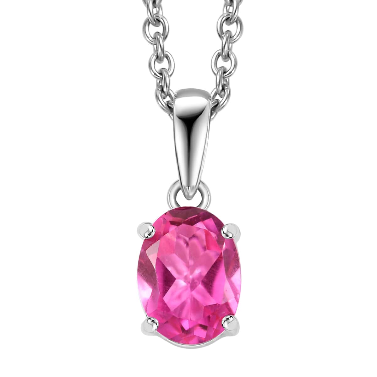 Kunzite Quartz (Triplet) 1.65 ctw Solitaire Pendant in Sterling Silver with Stainless Steel Necklace 20 Inches image number 0