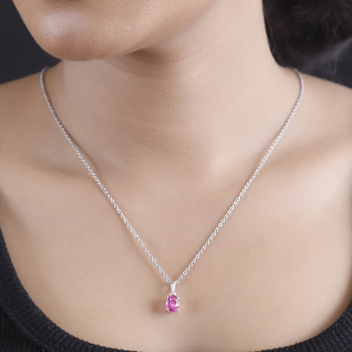 Kunzite Quartz (Triplet) 1.65 ctw Solitaire Pendant in Sterling Silver with Stainless Steel Necklace 20 Inches image number 2