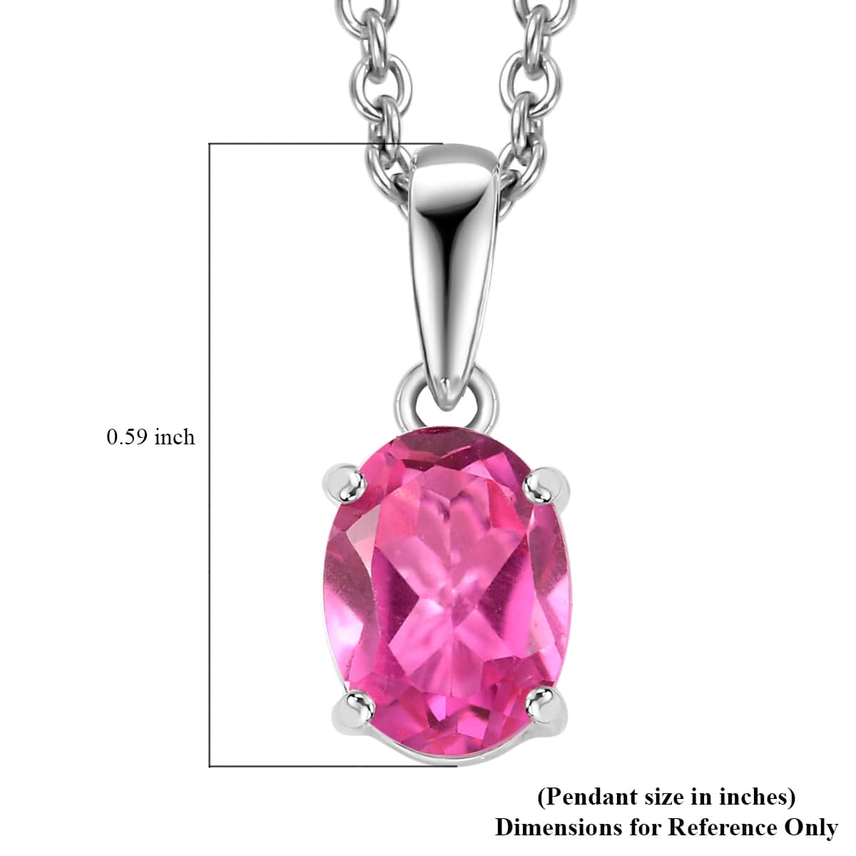 Kunzite Quartz (Triplet) 1.65 ctw Solitaire Pendant in Sterling Silver with Stainless Steel Necklace 20 Inches image number 5