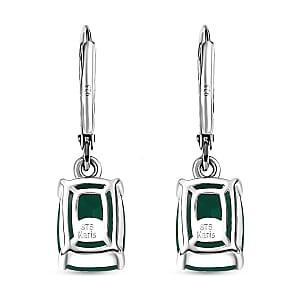 Karis Green Onyx 13.60 ctw Lever Back Earrings, Blooming Grace Ring (Size 7.0) and Pendant in Platinum Bond with Stainless Steel Necklace 20 Inches