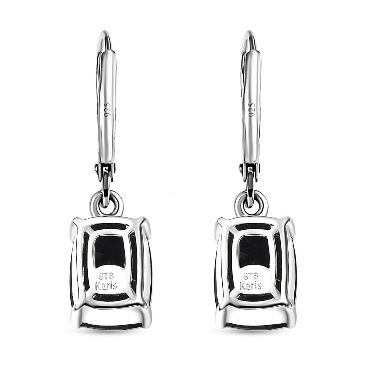 Karis Thai Black Spinel 19.80 ctw Lever Back Earrings, Blooming Grace Ring (Size 8.0) Pendant in Platinum Bond with Stainless Steel Necklace 20 Inches image number 2