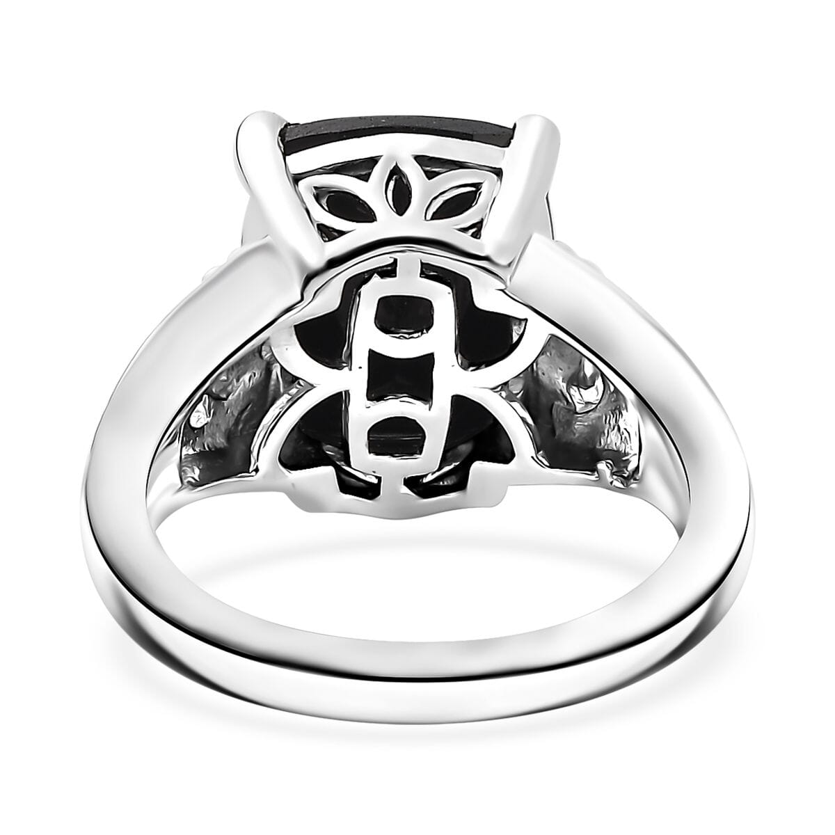 Karis Thai Black Spinel 19.80 ctw Lever Back Earrings, Blooming Grace Ring (Size 8.0) Pendant in Platinum Bond with Stainless Steel Necklace 20 Inches image number 6