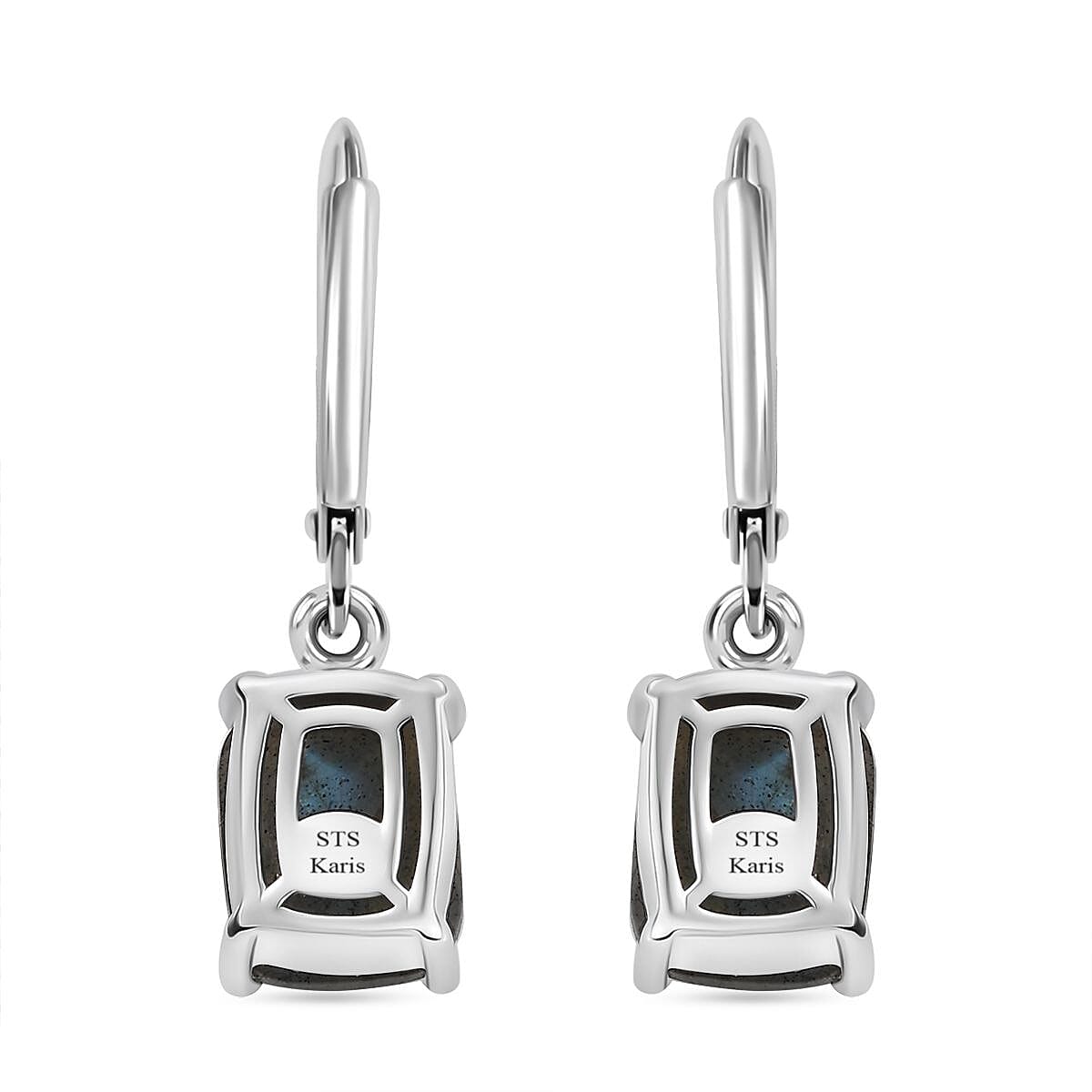 Karis Malagasy Labradorite 14.60 ctw Lever Back Earrings, Blooming Grace Ring (Size 9.0) and Pendant in Platinum Bond with Stainless Steel Necklace 20 Inches image number 8