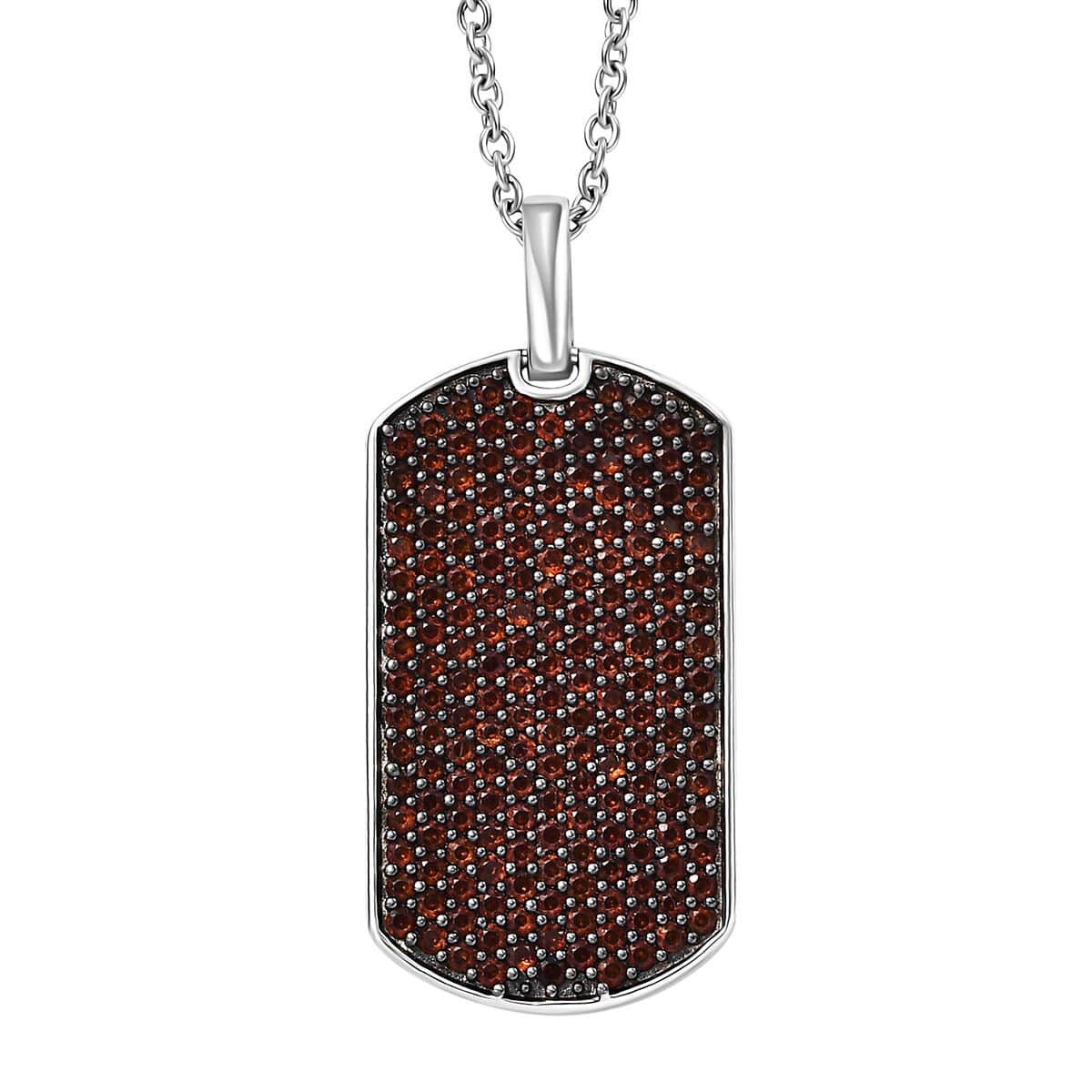 Karis Mozambique Garnet 2.00 ctw Dogtag Pendant in Platinum Bond with Stainless Steel Necklace 20 Inches image number 0