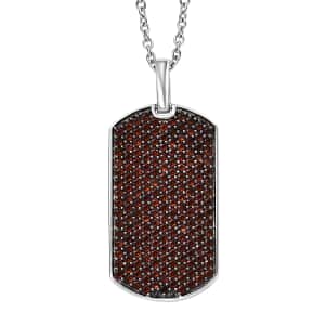 Karis Mozambique Garnet 2.00 ctw Dogtag Pendant in Platinum Bond with Stainless Steel Necklace 20 Inches