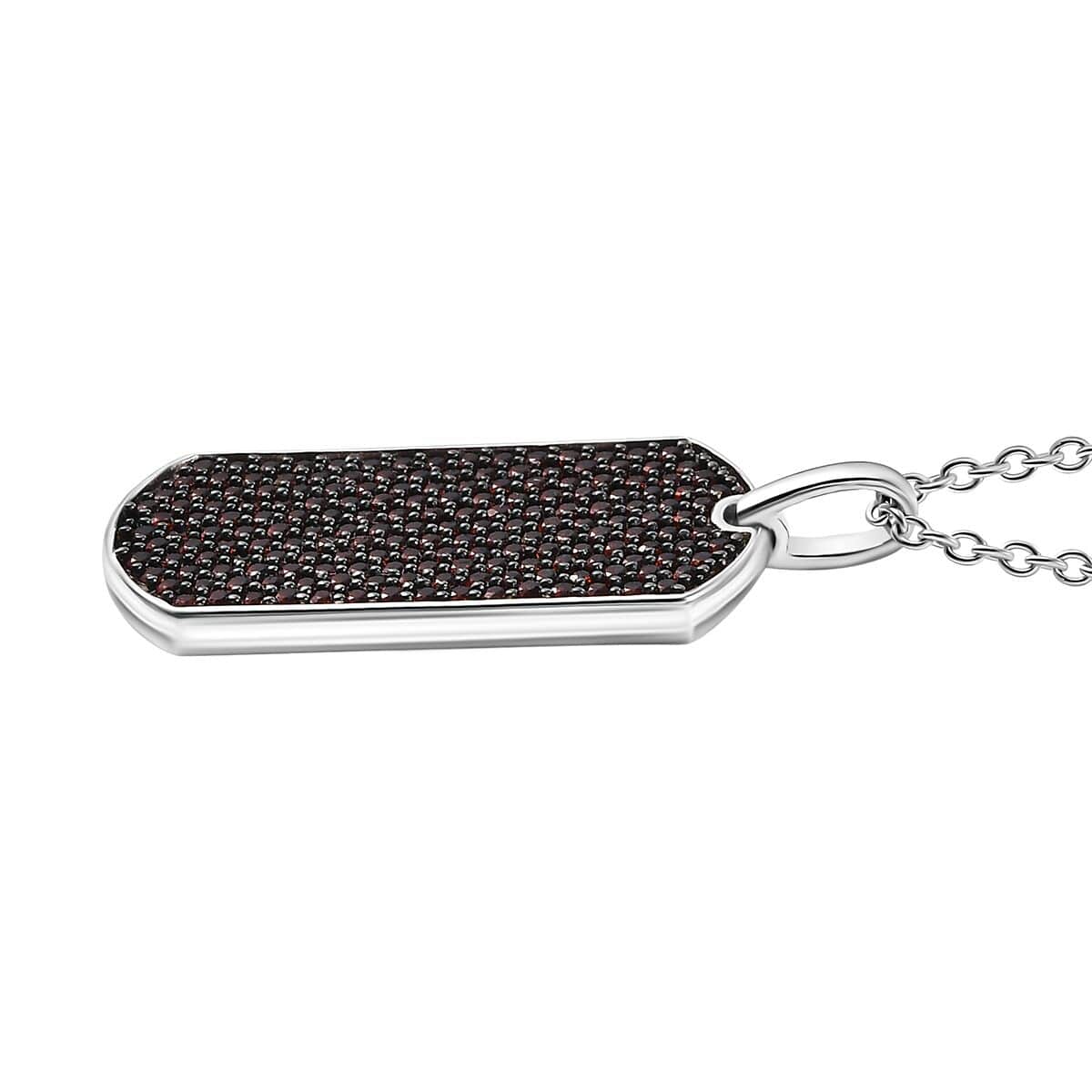 Karis Mozambique Garnet 2.00 ctw Dogtag Pendant in Platinum Bond with Stainless Steel Necklace 20 Inches image number 3