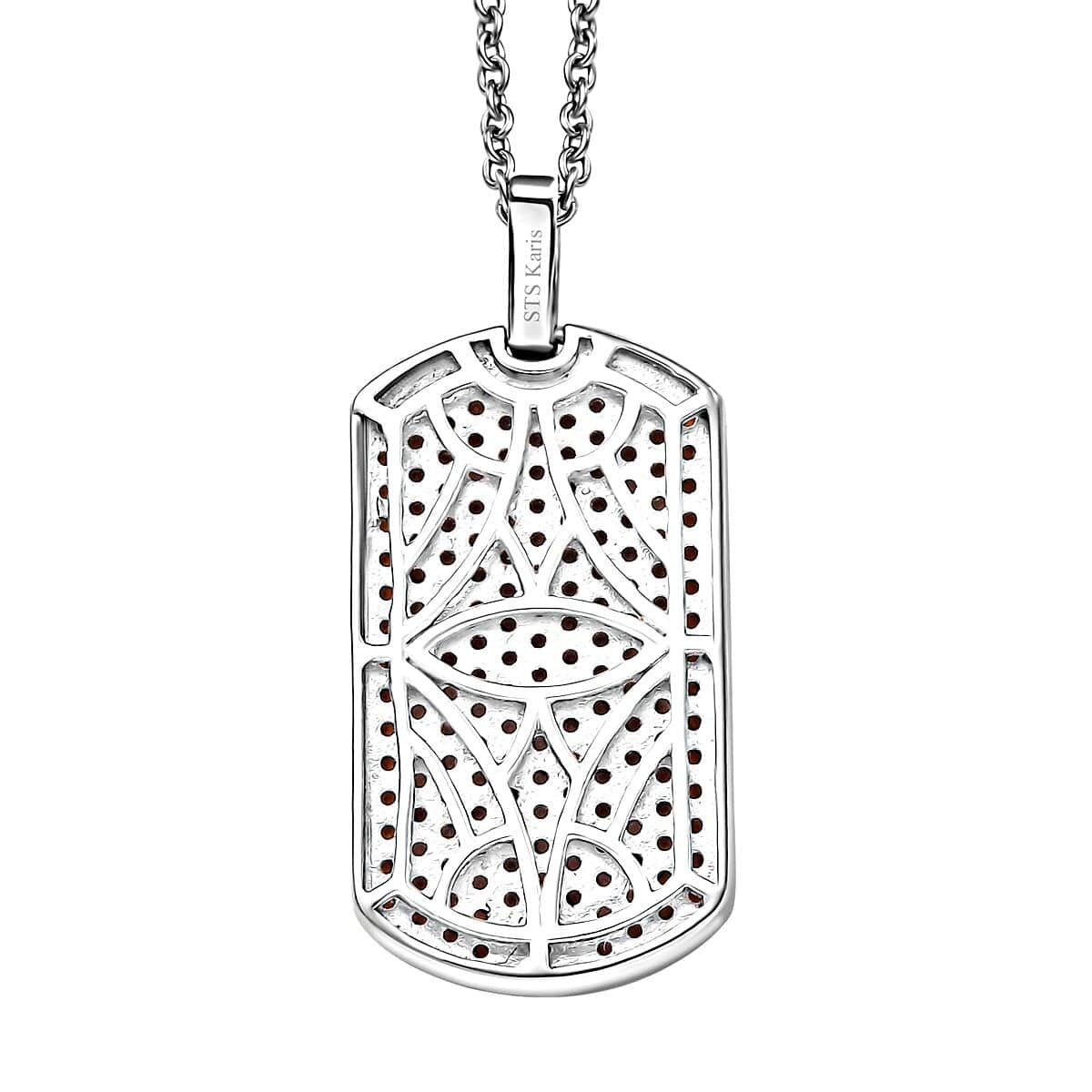 Karis Mozambique Garnet 2.00 ctw Dogtag Pendant in Platinum Bond with Stainless Steel Necklace 20 Inches image number 4