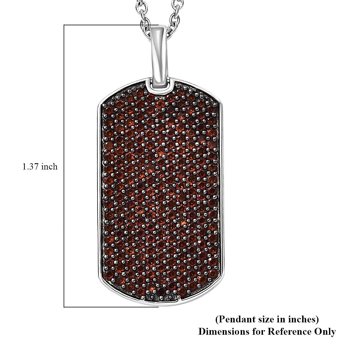 Karis Mozambique Garnet 2.00 ctw Dogtag Pendant in Platinum Bond with Stainless Steel Necklace 20 Inches