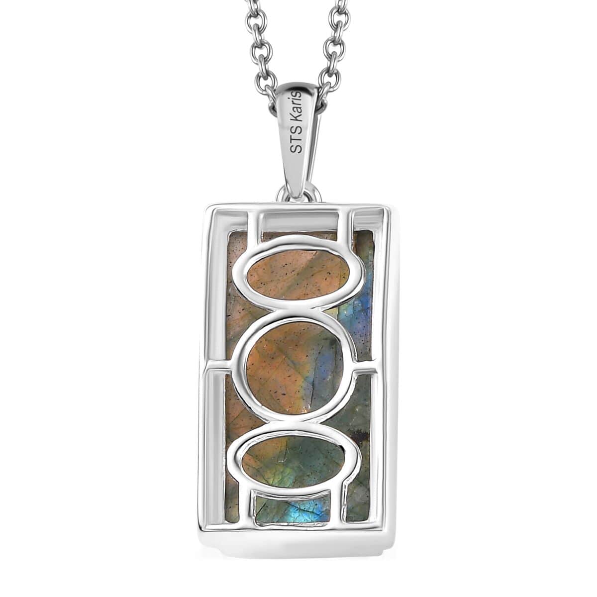 Doorbuster Malagasy Labradorite 14.65 ctw Solitaire Pendant in Platinum Bond with Stainless Steel Necklace 20 Inches image number 4